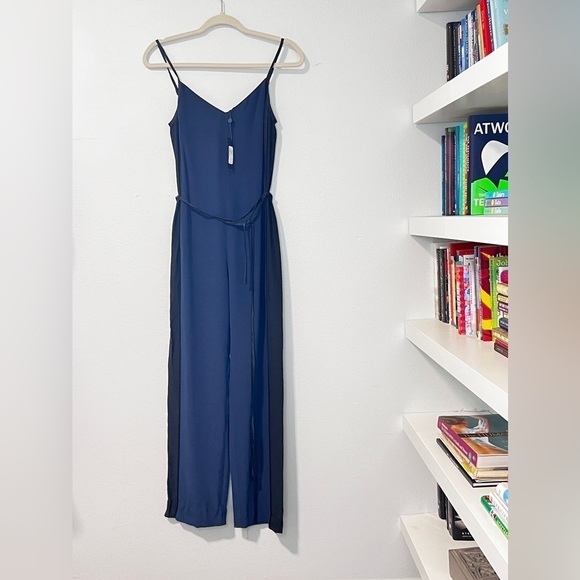 Rag & Bone Navy Rosa Silky Jumpsuit NWT Navy/Black Spaghetti Strap size 00 - Picture 4 of 12